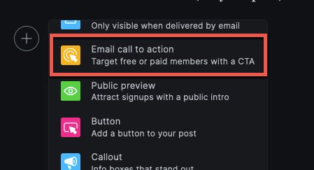 Adding an Email Call to Action