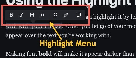 Using the Highlight Menu